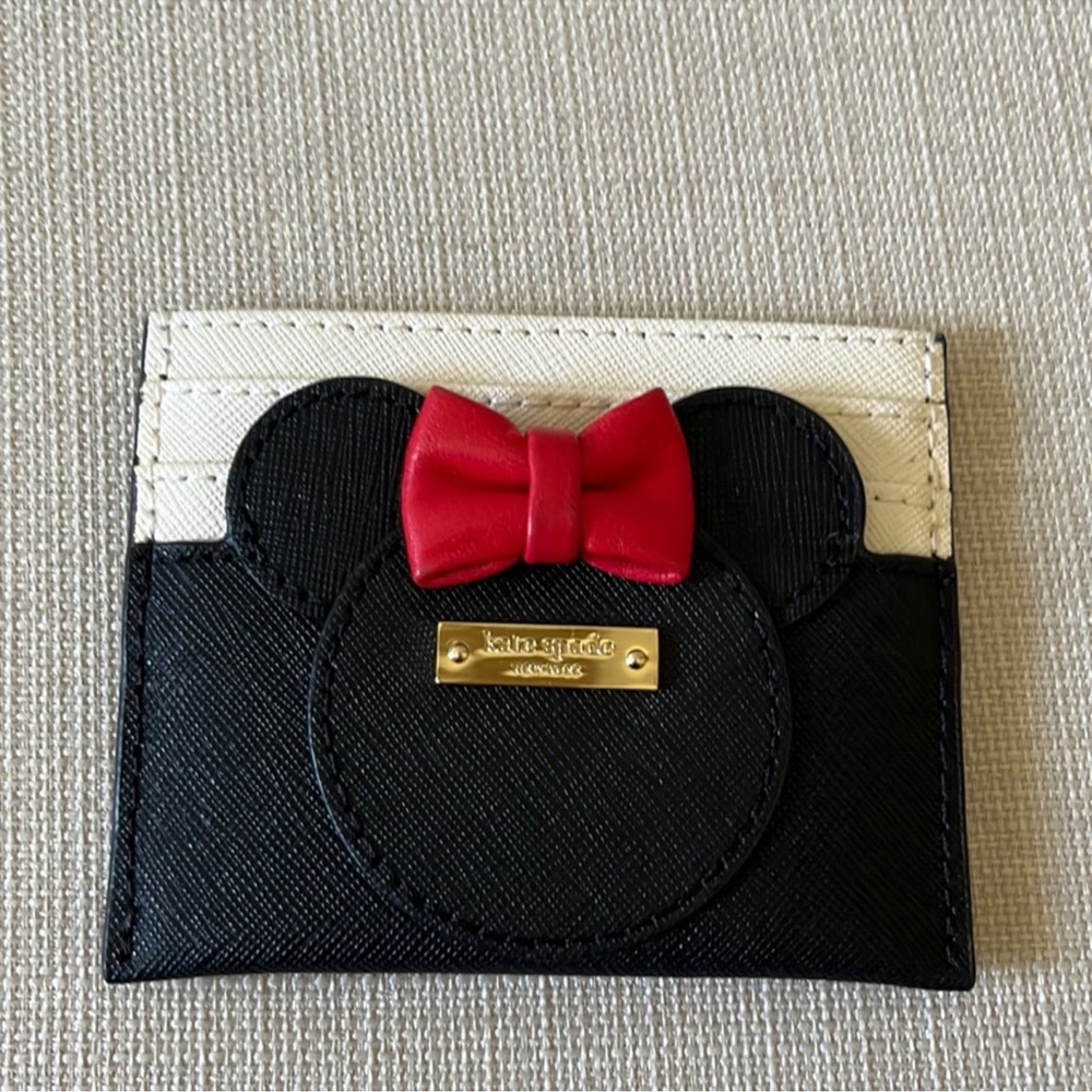 Kate Spade & Disney Minnie Mouse Black and White Card Holder w/ Red Bow. Retired